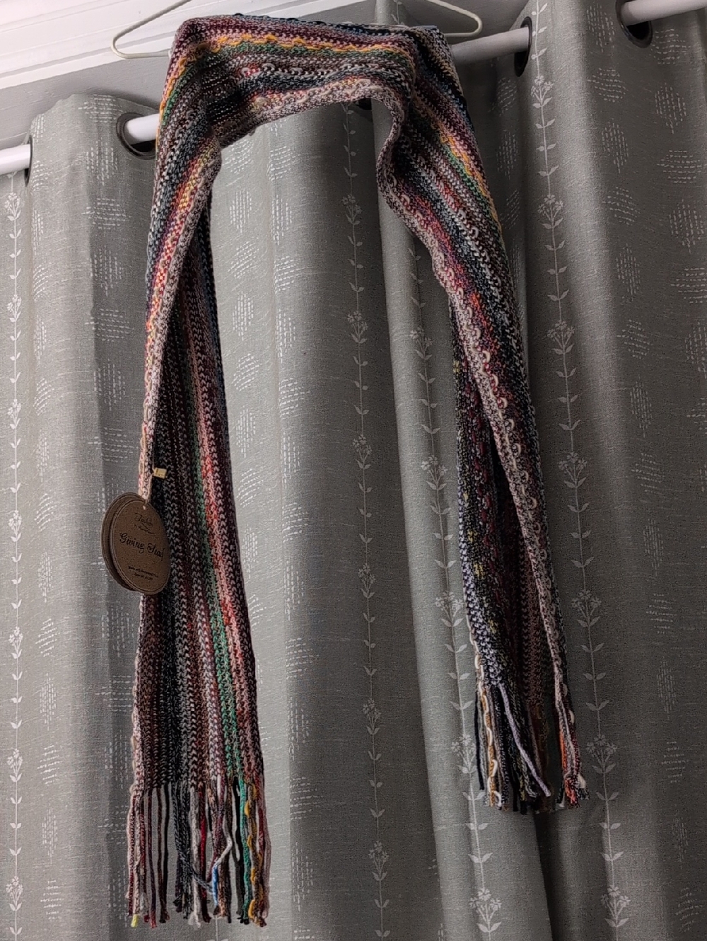Multi-Color Knit Fringe Scarf - Unbranded